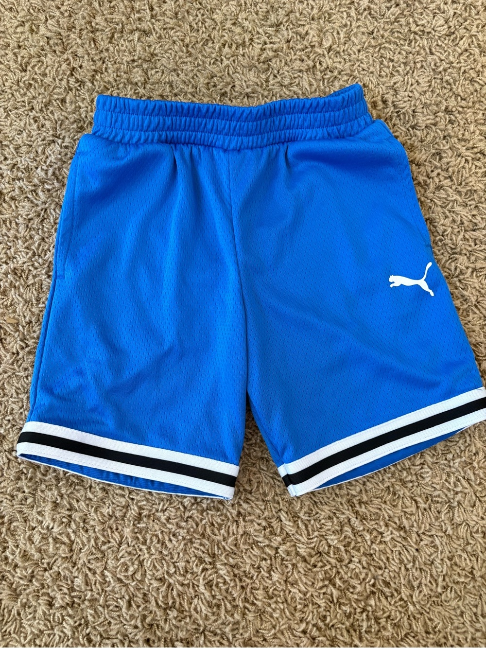 Puma Boy’s Bright Blue Athletic Shorts with Black & White Trim, Size 6